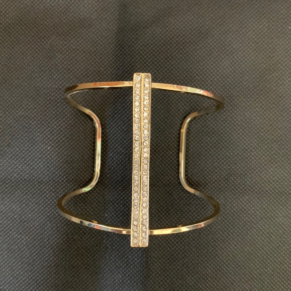 Pave cuff bracelet in gold finish